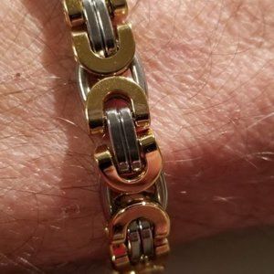 9mm Stainless steel silver and gold 8"Bracelet